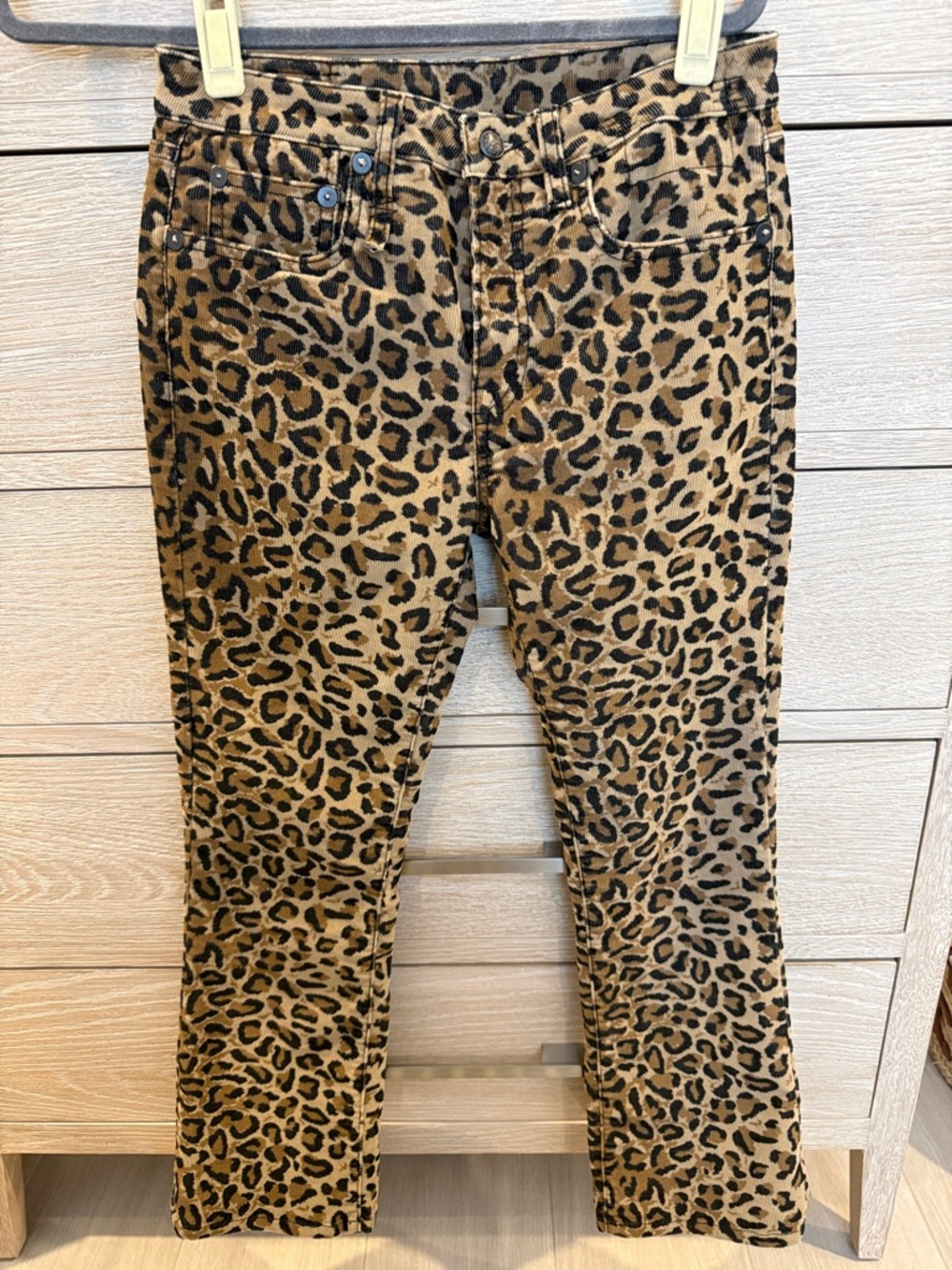 R13 Leopard-Pattern Slim Jeans in Tan and Black-26